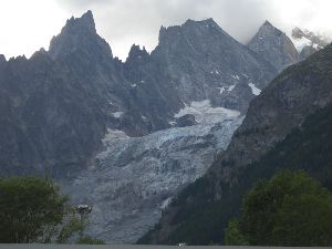 Die Rückseite des Mont Blanc Gletschers, nach der    Tunneldurchfahrt